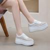 Summer woven hollow breathable muffin shoes women's 2025 summer new solid color lace-up board shoes thick sole 8 cm