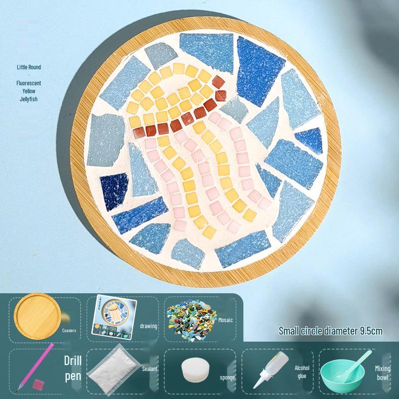 DIY Large Mosaic Coaster Kit: Creative Glass Sticker Pack for Adults & Kids