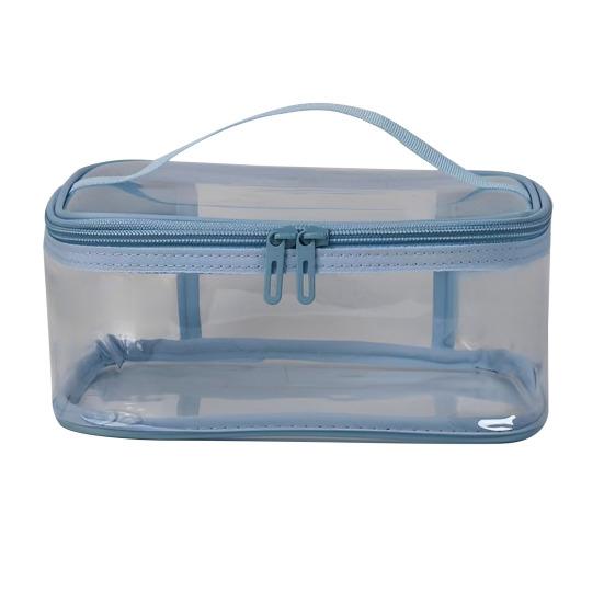 Transparent Cosmetic Pouch Storage Bag with Handle Zipper Closure Waterproof Easy Carrying Toiletry Bag Travel Makeup Organizer