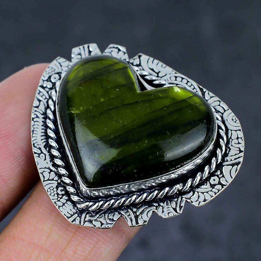 Natural Green Labradorite 925 Sterling Silver Jewelry Ring Size 8.5 Z3f97