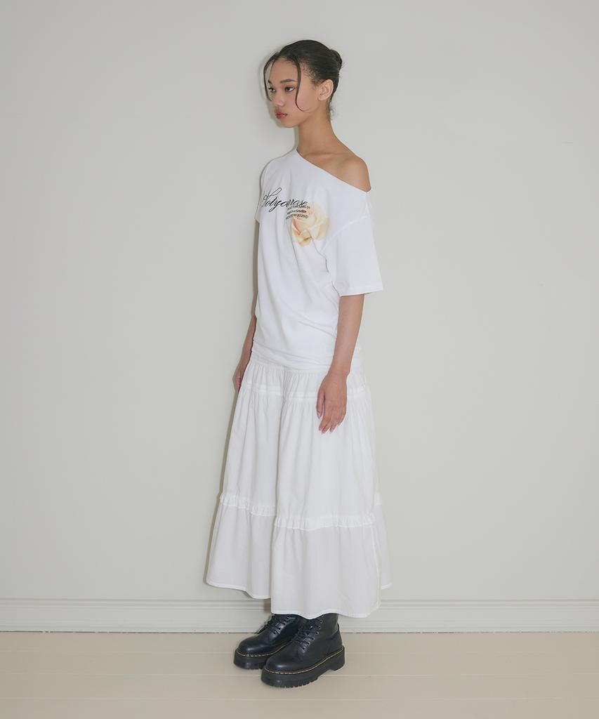 NOT YOUR ROSE Rose Graphic One-Shoulder T-Shirt (White)
