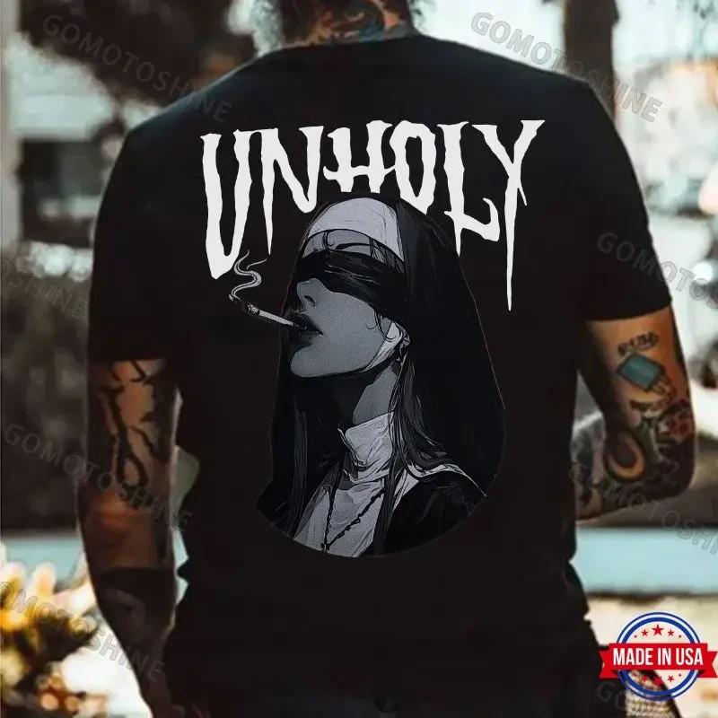 UNHOLY Smoking Blindfolded Nun Print Men s Unisex T-Shirt S
