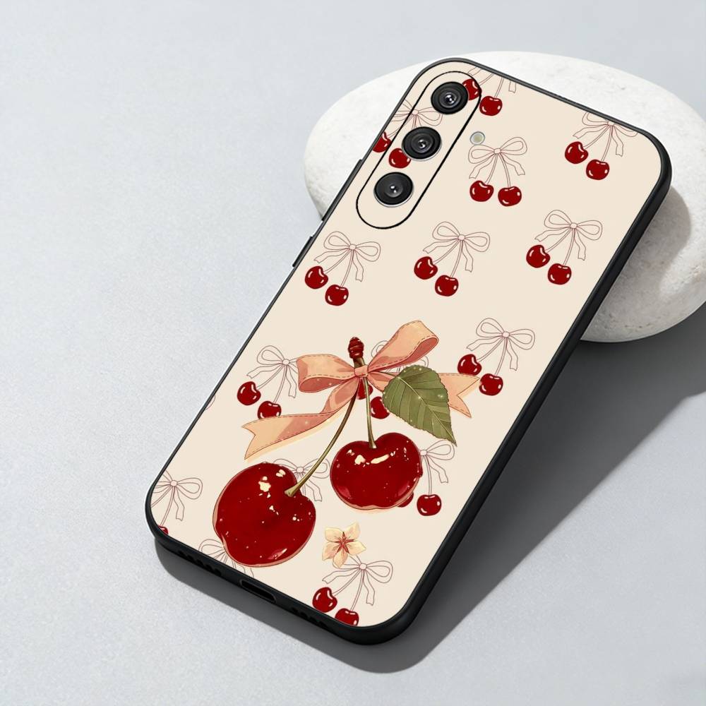 

Cheery Red Phone Case For Samsung Galaxy A73,A72,A71,A70,A52,A51 Others Soft Black Cover Samsung a20s