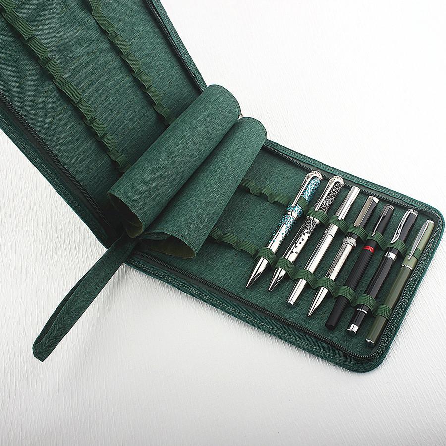 48 /24/10 Slots Fountain Pen Case Pencil Cases Pouch Bag Canvas Fabric Zipper Protection Bag Dustproof Office School Stationery
