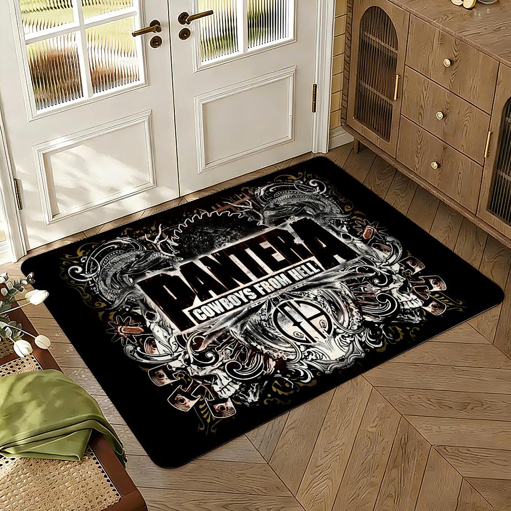 Pantera Band Style Rock Floor Mat Soft Thickened Absorbent Non-Slip Bedroom Living Room Door Mat Home Decor Flannel Rugs