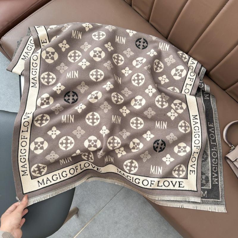 Autumn and winter new atmosphere scarf women's dual-purpose imitation cashmere air conditioner shawl double-sided thickened warm scarf