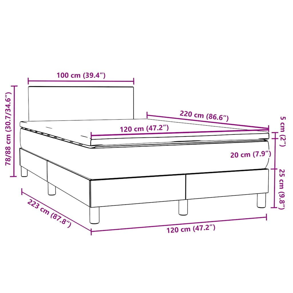 Box Spring Bed with Mattress & LED Lighting Pink 120 X 220 Cm Velvet
