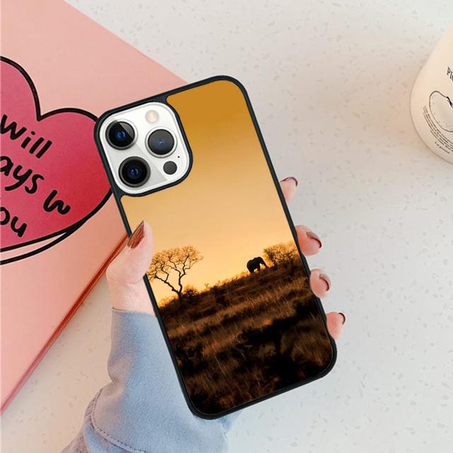 African Elephant Silhouette Phone Case For iPhone 17 Air 15 16 16e 11 12 13 14 Pro Max Cover For iPhone 17 Air Max Plus Fundas