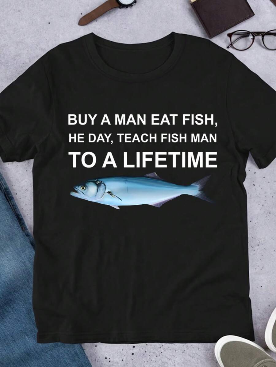 Letter Print Unisex T-Shirt S