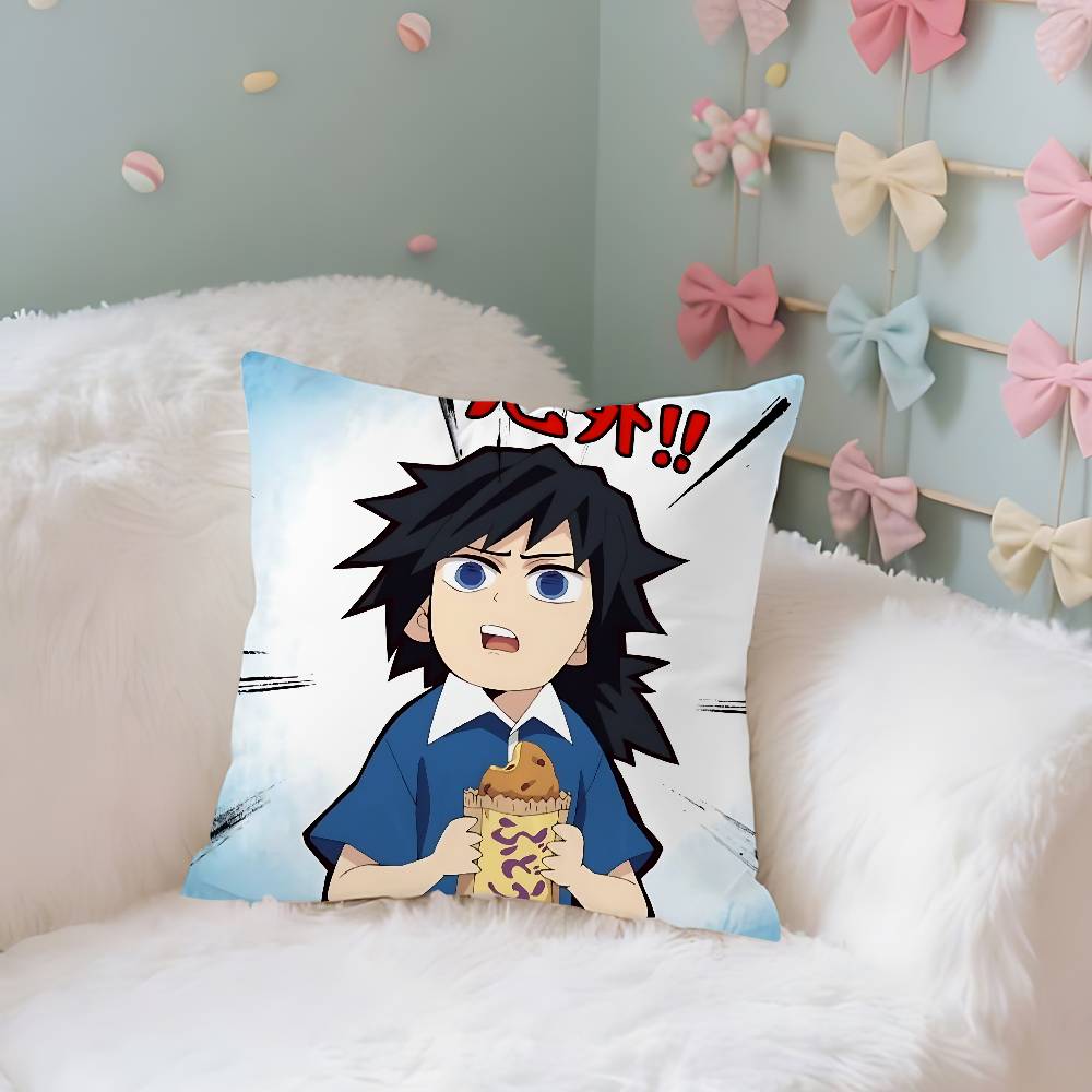 

Cool T-Tomioka Giyuu Pillow Case Soft Decorative Pillow Covers Sofa Cushions For Living Room Cozy Ornamental Throw Pillows 40cmx40cm