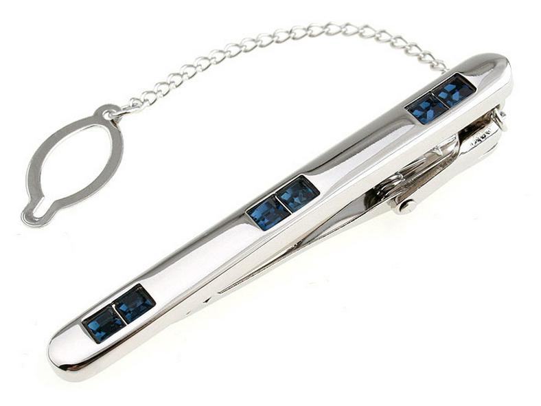 Men's Rhinestone Tie Clip and Cufflinks Set for Business Occasions