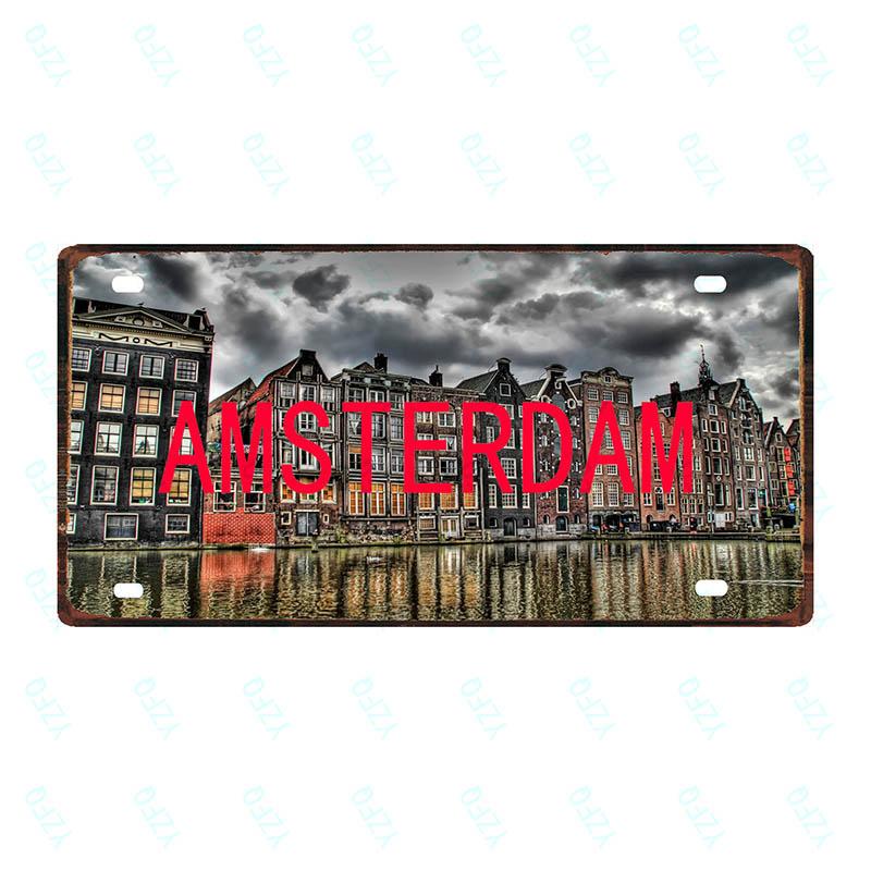 Spain Thailand France Chile City Metal Sign Tin PlateTravel Souvenir Vintage Poster Bar Wall Shop Home Decor 6x12 Inch DC-0109B