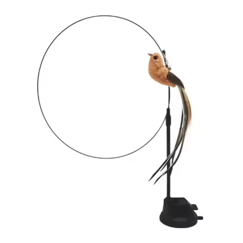 Interactive Bird Cat Feather Toy Suction Cup Teasing Cat Stick With Bell Kitten Toy Refill Replacement Bite Cat Chew Toy