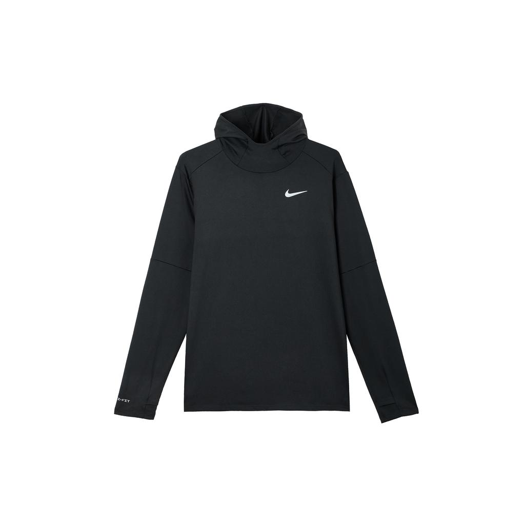 Nike Dri-Fit Solid Color Minimalist Hooded Casual Quick-Dry Breathable Training Running Long Sleeve T-Shirt Men Tops Black FB8573-010