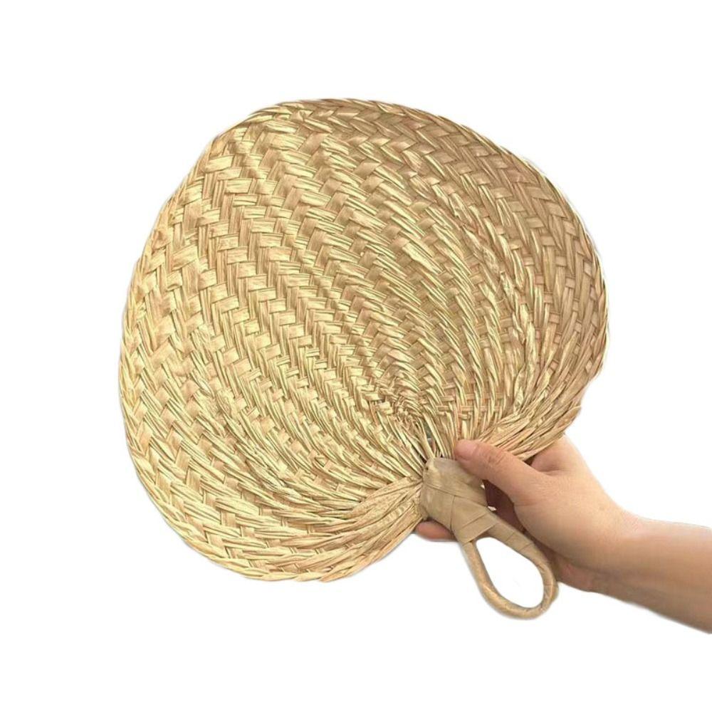 Natural Palm-Leaf Fan Handmade Straw Fan Artistic Rattan Fan  Summer