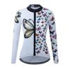 1 Womens Long Sleeve Cycling Jersey Butterfly Print Slim Fit Quick Dry Breathable Road Bike Sport Top