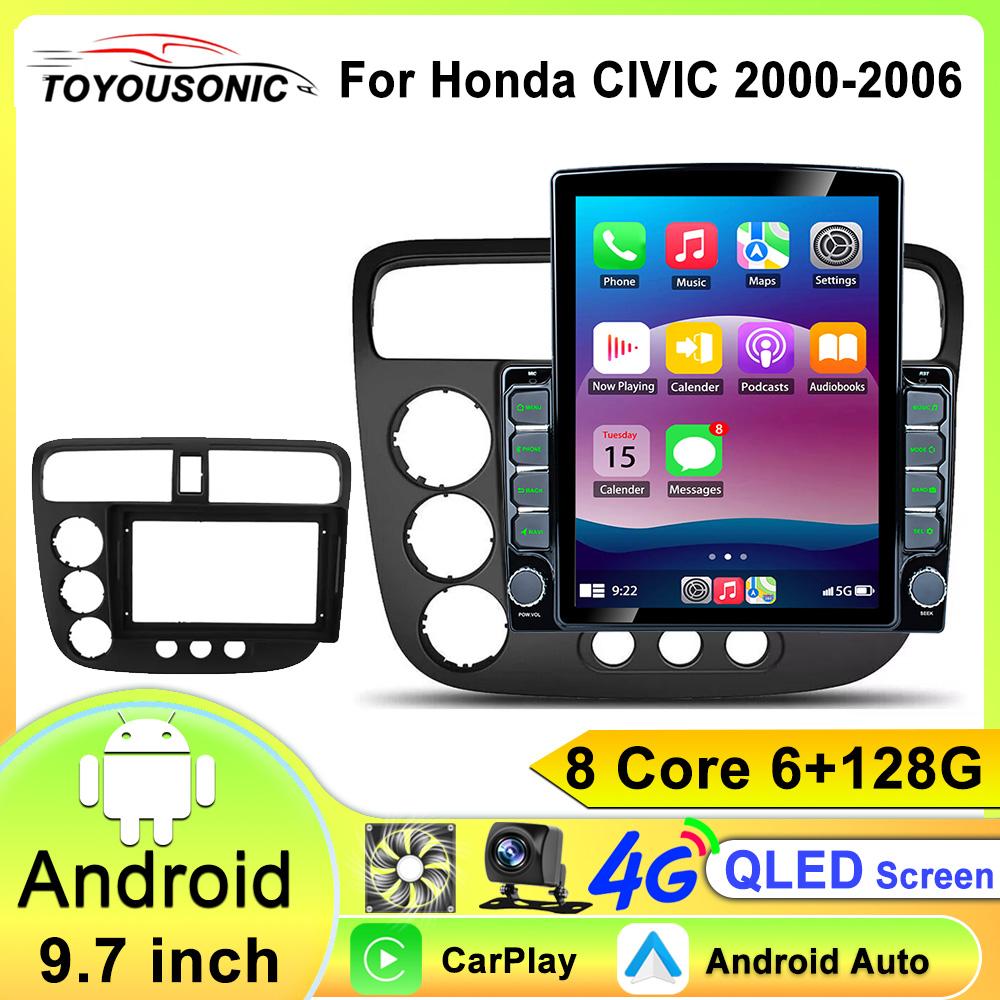 2DIN Android13 radio For Honda CIVIC 2000 2001 2002 2003 2004 2005 2006 Car stereo Multimedia Player Carplay Auto GPS Navigation