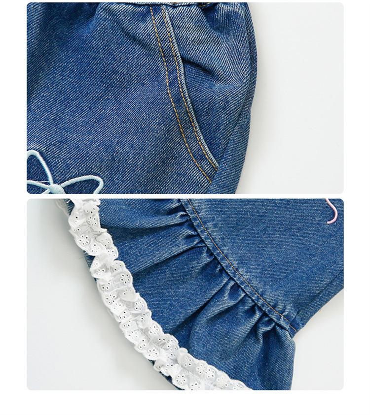 Autumn 2025 Girls' Fashion Denim Three-Piece Set: Vest, Base Shirt, for Small & Medium Kids
