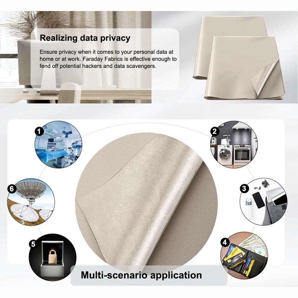 Tecido de Faraday Condutor de Níquel Cobre Material Poliéster Prateado Anti-Radiação WiFi/RF Bloqueia Sinais Tecido