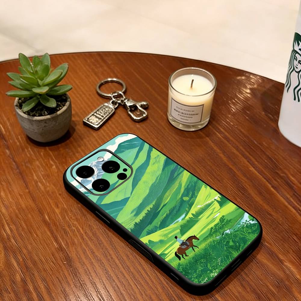 Grassland Phone Case For iPhone 17,16,15,14,13,12,11 Plus,Pro Max,XS,Soft Silicone Black Cover