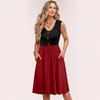 Women Summer Dresses Sleeveless Casual Loose Swing Button Down Midi Sundress With Pockets