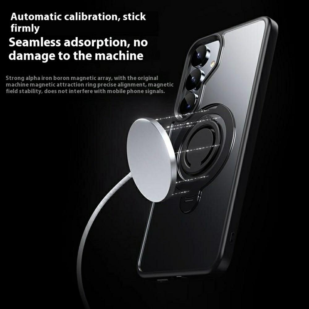 For Samsung Galaxy S25+ Case Compatible with MagSafe Kickstand Matte PC+TPU Phone Cover with Silicone Ring