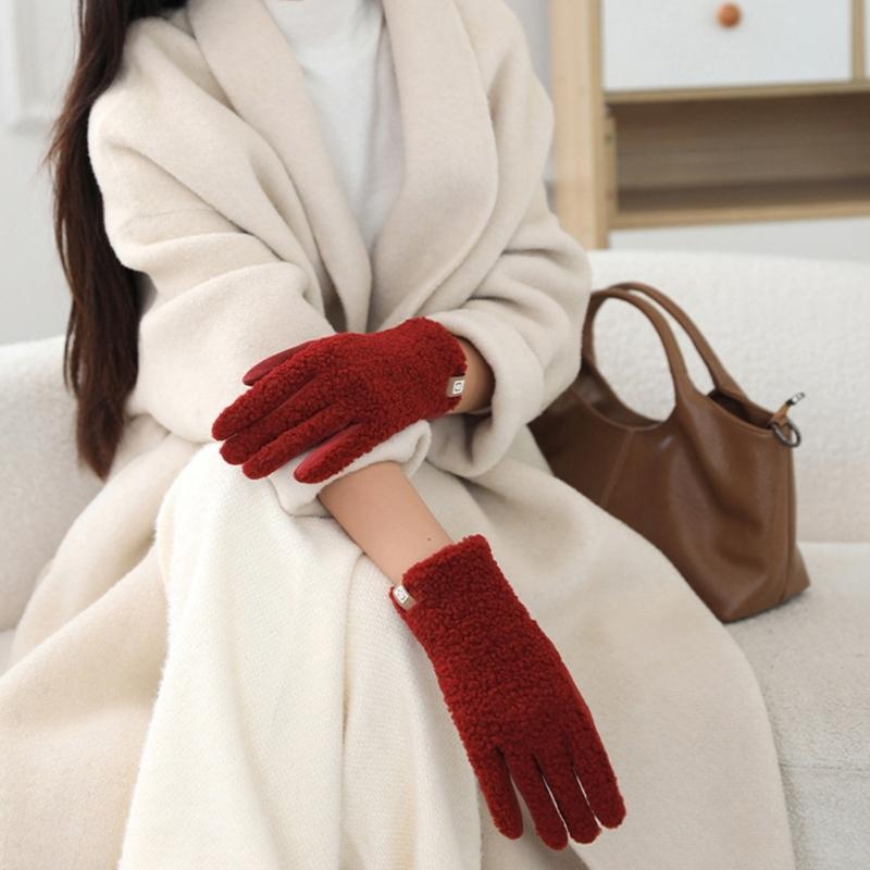 Thermals Gloves For Women Soft Faux Shearling Lined Winter Gloves Cold Weather Outdoor Activity Cycling Skiing