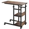 Tavolino con Ruote, Altezza Regolabile, Compatto, 2 Ripiani, Struttura in Metallo, 80x40x72-82 cm, Marrone/Nero