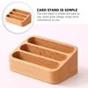 Solid Wood Desktop Business Card Display Stand 3 Compartment Card Storage Rack Card Box Office Supplies Card Holder Organizer