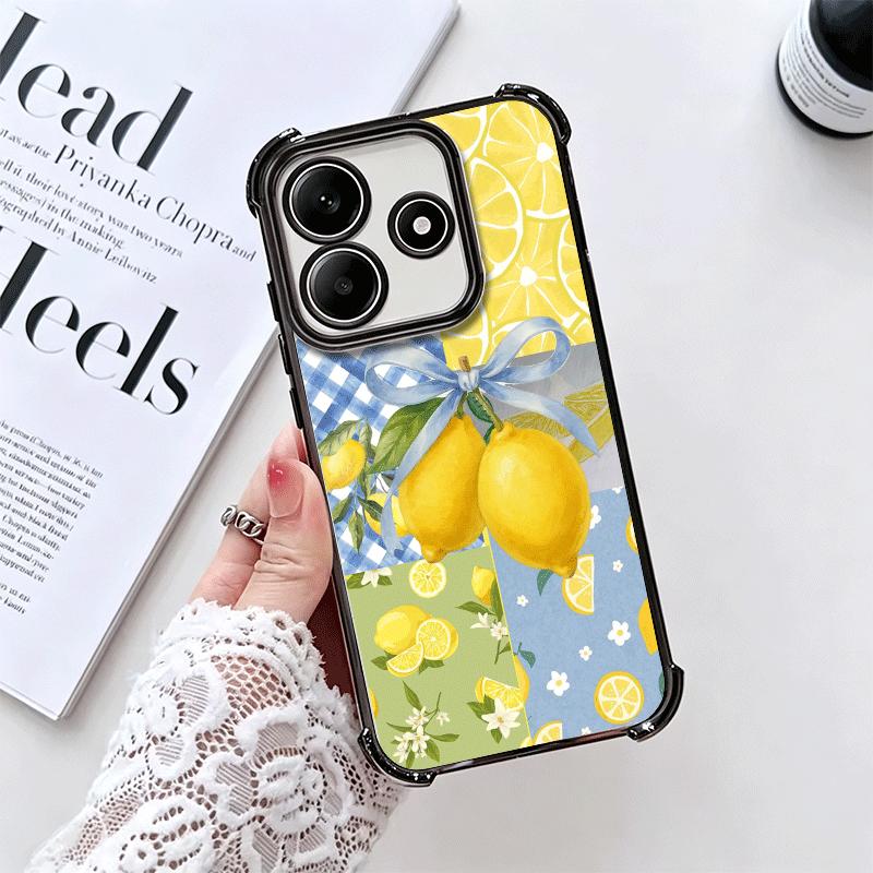 Summer Fruits Lemon Soft Phone Case For Xiaomi Redmi Note 14 15 Pro Plus 13 12 11S 11T 5G 10 9S 9 Plating Anti-Fall Fundas