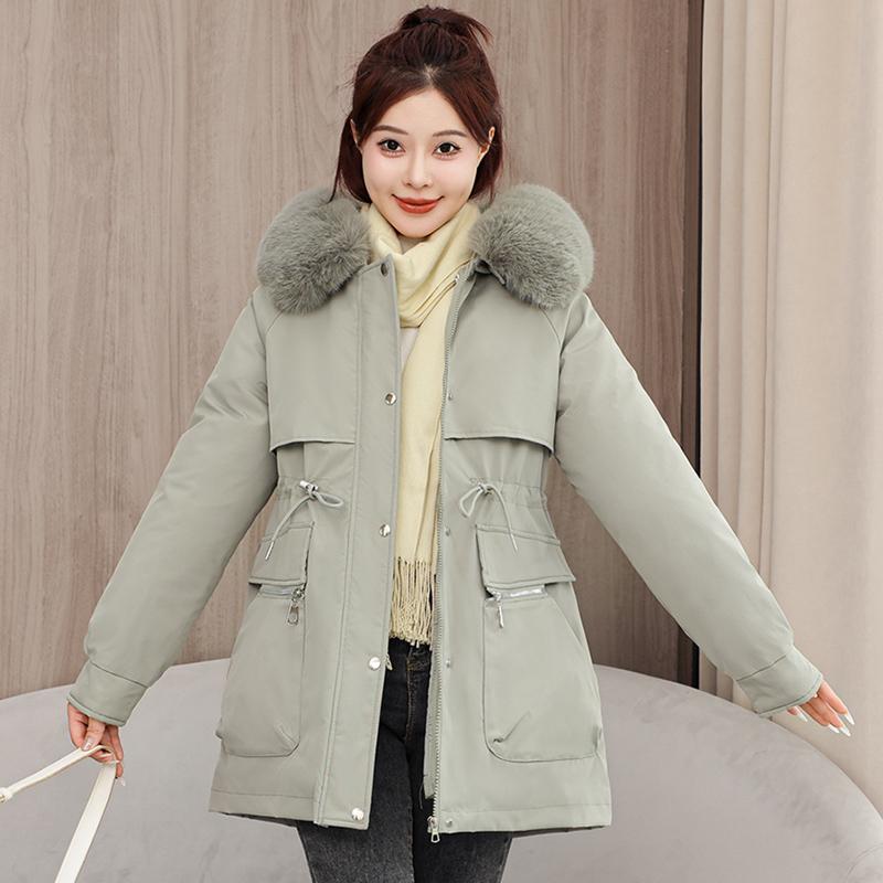 Autumn Winter Thicken Warm Parka Women Casual Sweety Solid Color Big Pocket Loose Hooded Coat Jackets Outwear