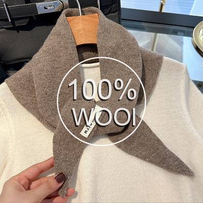 British Korean  Wool Triangular Decorative Knitted Scarf Warm Winter Handkerchief Soft Multi-Functional Small Scarf Collar