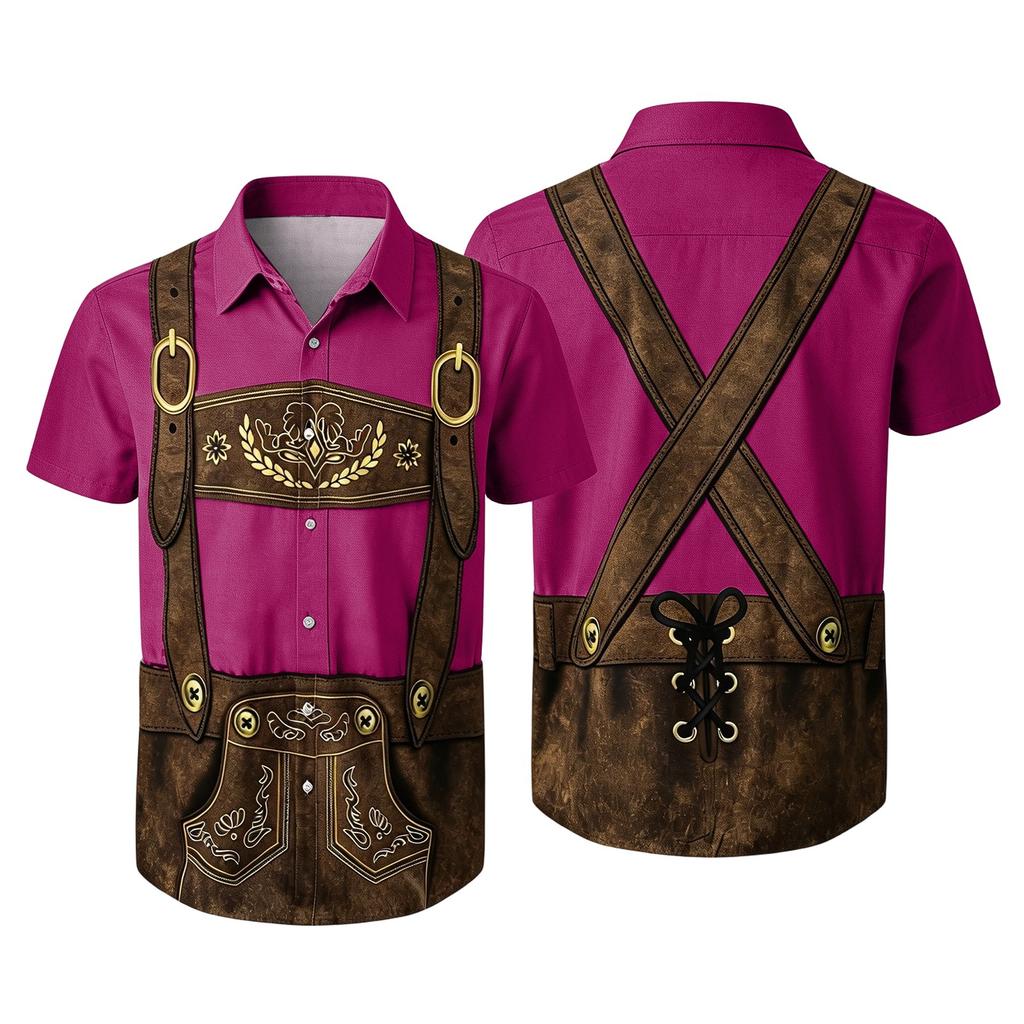 Men's Vintage Print Short Sleeve Cardigan Casual Loose Fit for Party Festival Daily Wear