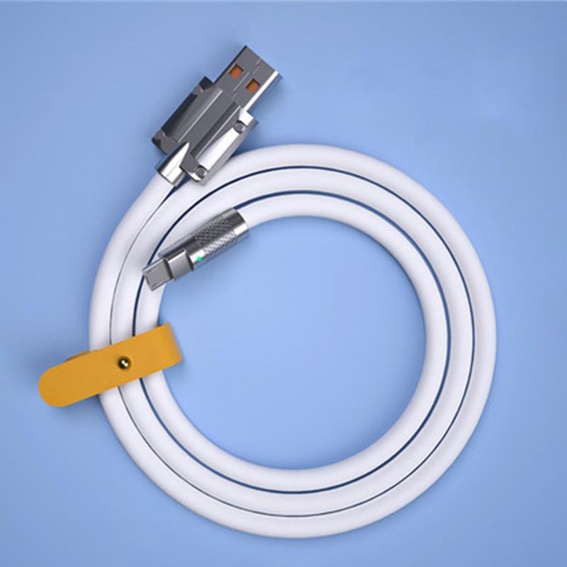 120W 6A Supersnabbladdning Type-C flytande silikonkabel Snabbladdnings USB-kabel för Xiaomi Huawei Samsung Pixel USB Bold Data Line
