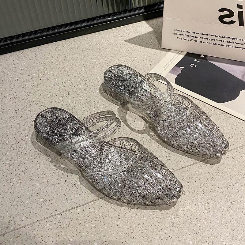 

Желейные сандалии женские летние туфли на каблуке с острым носком сандалии на танкетке женские повседневные пляжные туфли обувь Sandalias De Mujer 40 чёрный