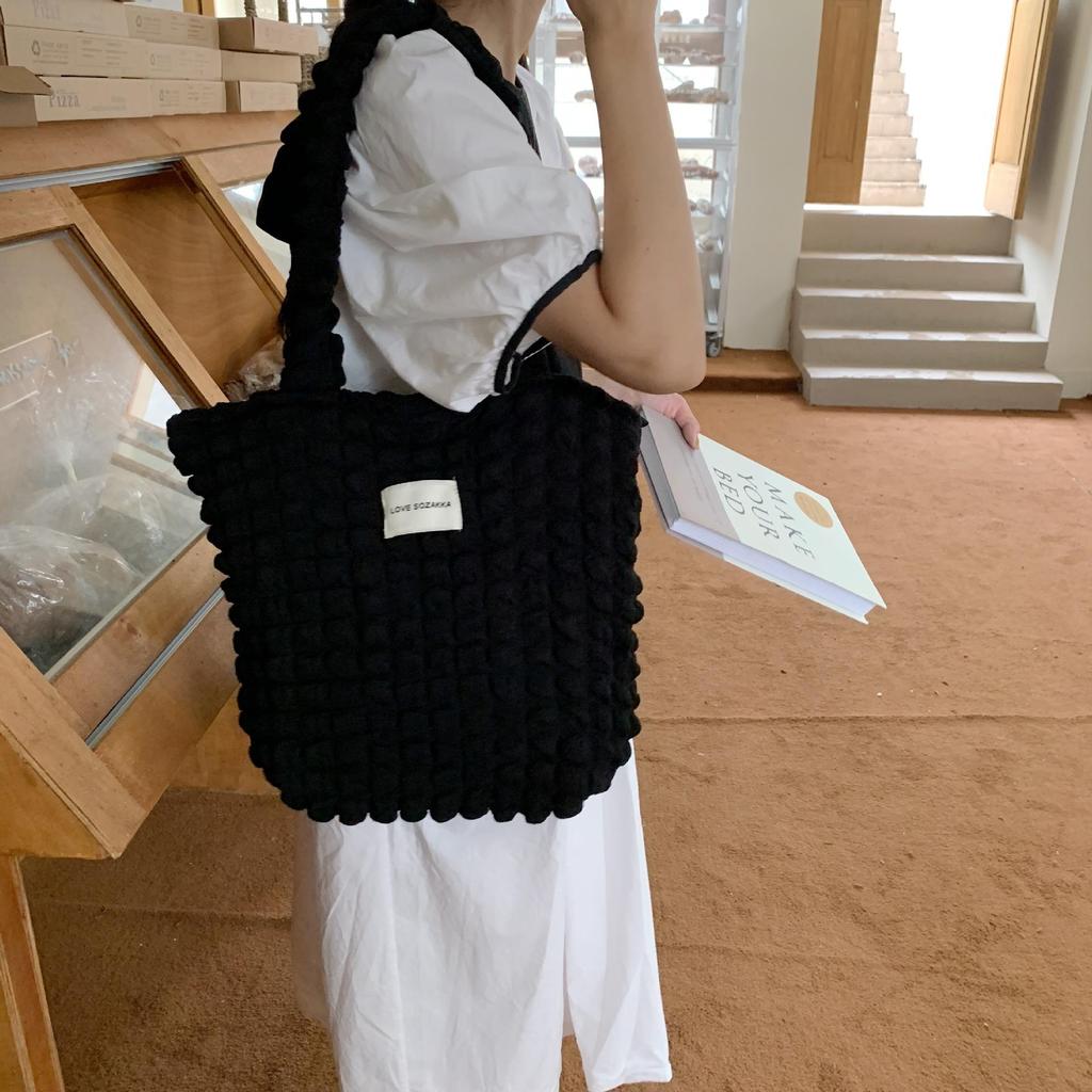 Women Cloud Bubble Flower Shoulder Bag Female Student Simple Handbag Canvas Bag