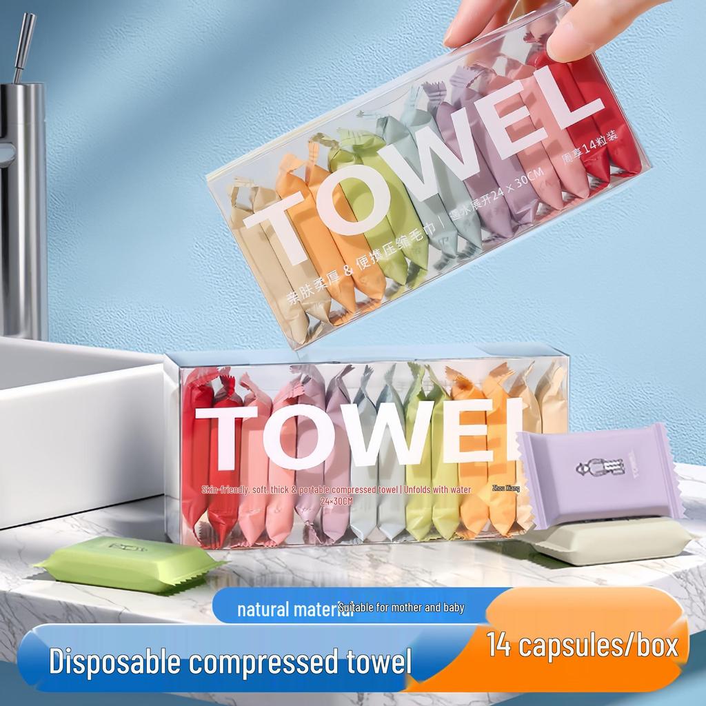 Thickened Travel-Size Disposable Cotton Towel: Portable Bath, Face & Hotel Essential.