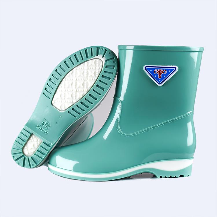 Fashion Women's Low-tube Rain Boots, Water Shoes, Thick Warm Rain Boots
