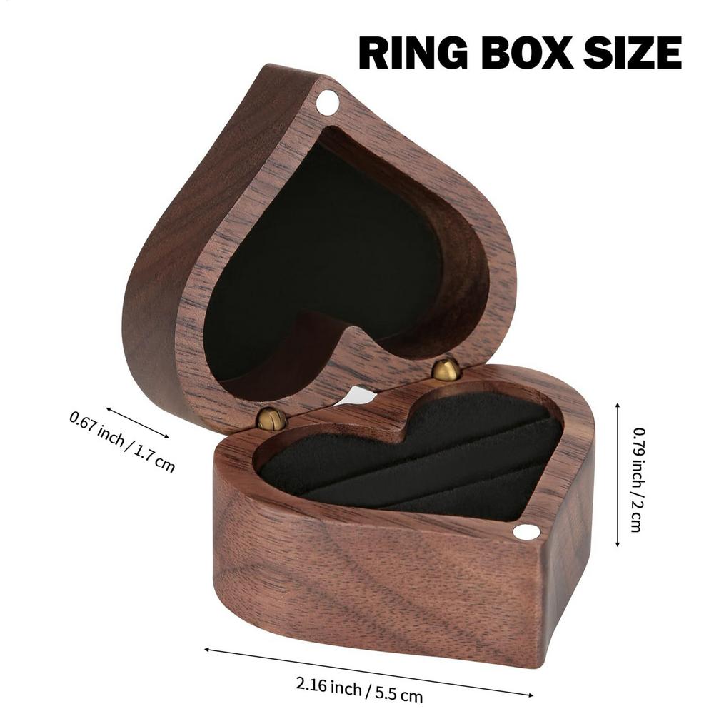 Ring Box Heart-shaped Wooden Jewelry Box Proposed Jewellery Gift Case Wedding Display Jewelry Storage Organizer Earring Ring Box чёрный