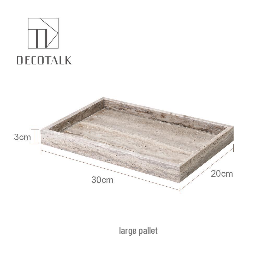Set da Bagno Travertino Grigio Argento Wabi-Sabi: Vassoio e Decorazione per Lavabo.
