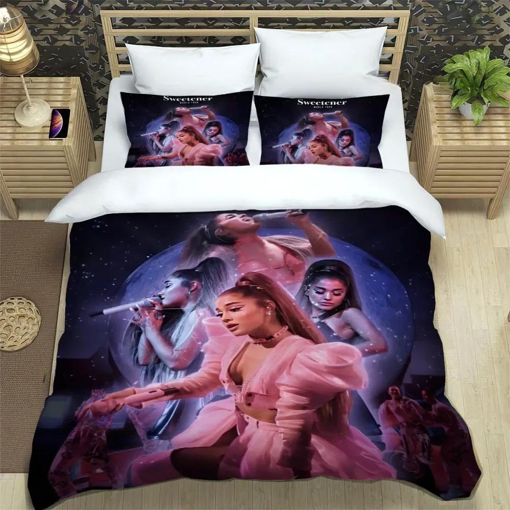 Moda Cantante Pop A-Ariana G-Grande Stampa Set Biancheria da Letto Set Biancheria da Letto Copripiumino Set Trapunta Letto Set Biancheria da Letto Regalo di Lusso