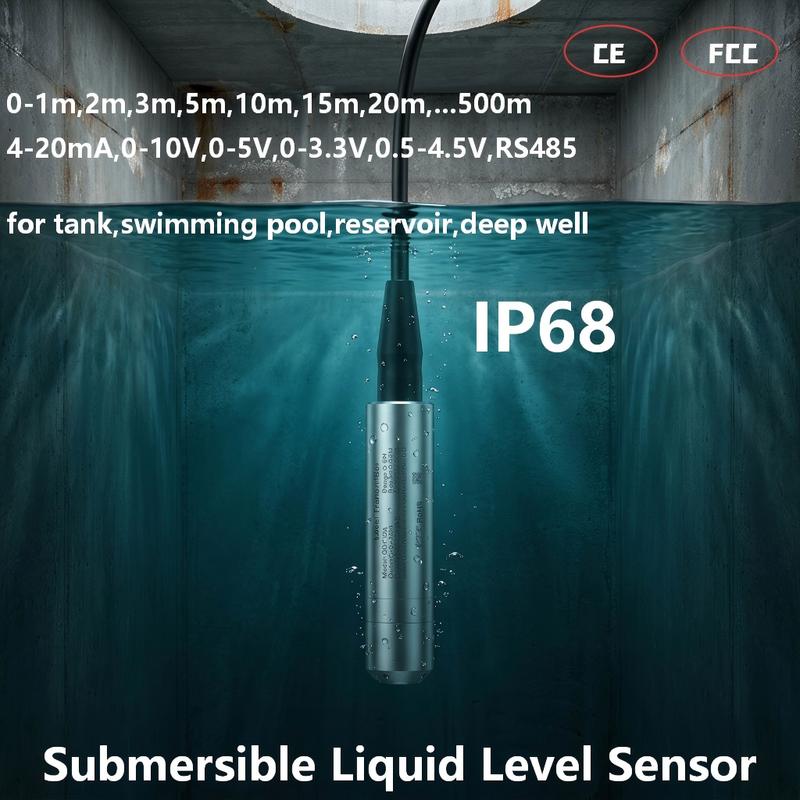 1m 3m 5m to 4-20mA Liquid Level Transmitter RS485 Water Level Transmitter 0-3.3V Submersible Liquid Level Sensor for Tank