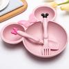 Cute Children's Wheat Straw Tableware Set: Rice Bowl, Eating Plate, Spoon, and Fork - Perfect Baby Gift