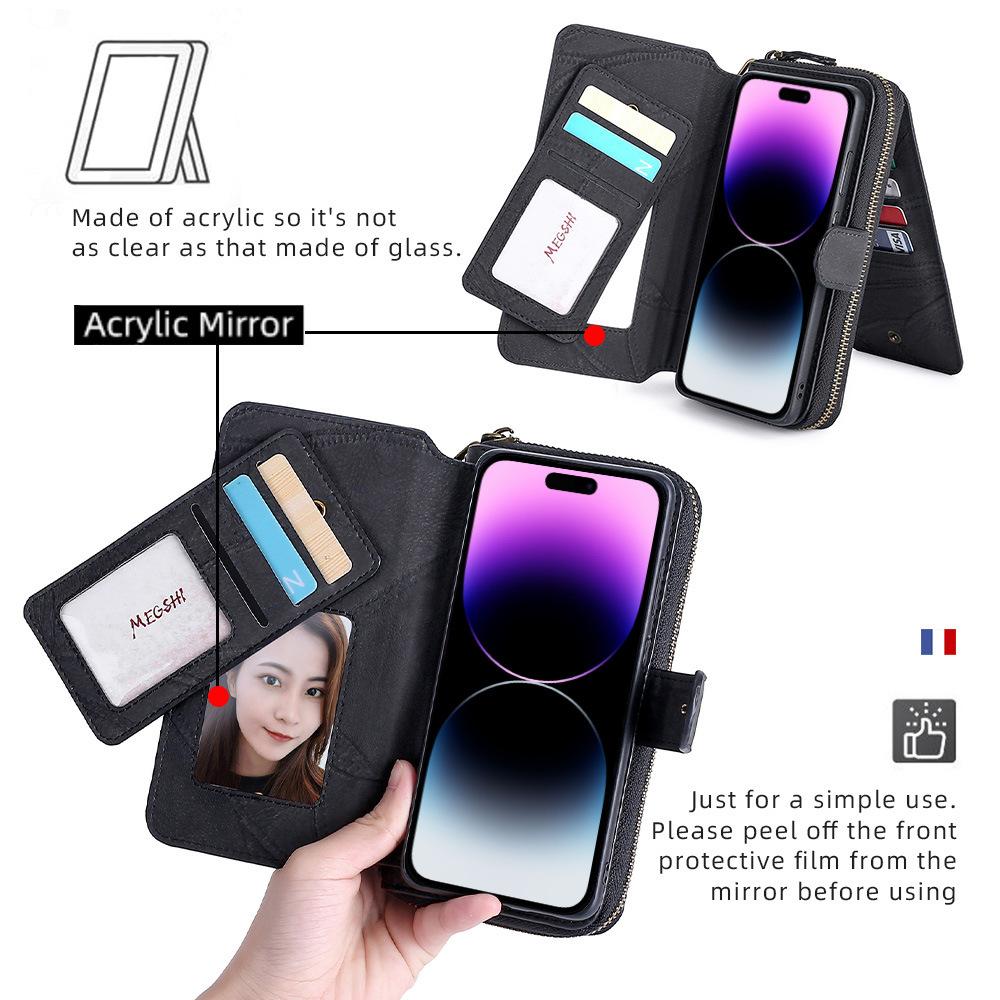Handyhülle im Brieftaschenformat aus Leder mit Kartenfach für iPhone 15 Pro Max, iPhone 12, Samsung S22 Plus.