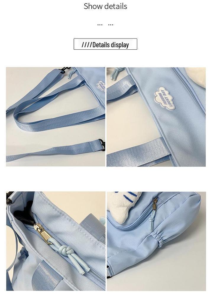 Korean Style Cute Women's One-Shoulder Plush Canvas Handbag