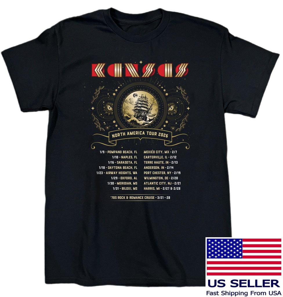 Kansas Band Classic Rock Band Cotton Black For Fans S5xl T Shirt En25