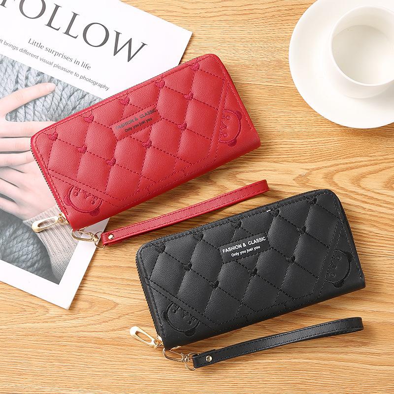 

Women Wallets Bear Stitch Long Wallet - Clutch Purse, Coin Pouch & Card Holder 19 * 10 * 2cm рожевий червоний колір