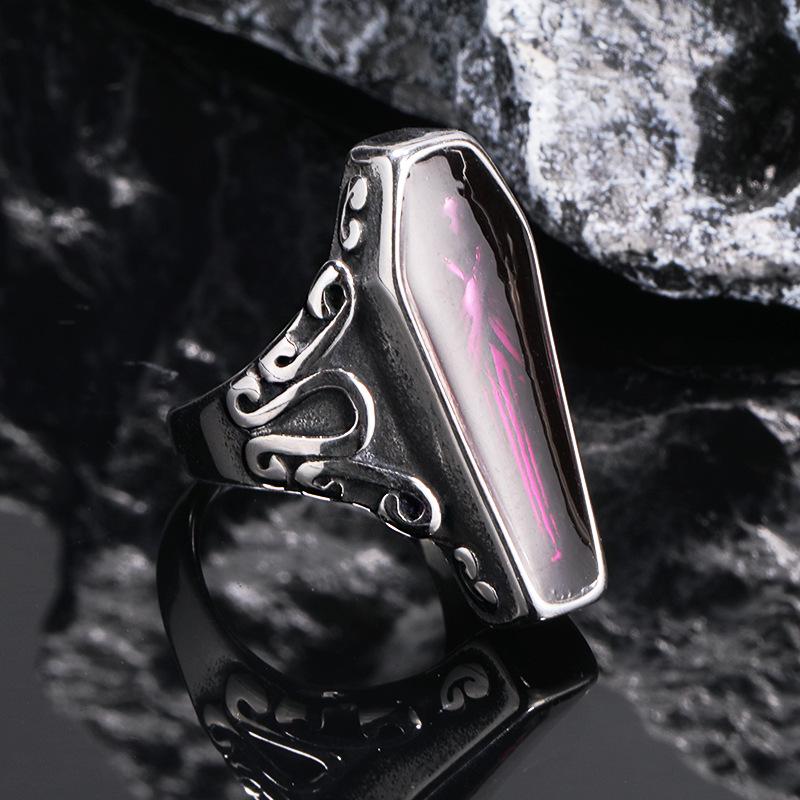 Retro Gothic Coffin Mummy Titanium Steel Ring - Alternative Style for Men