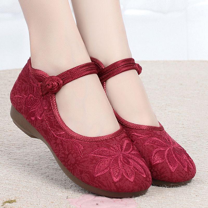 Women Retro High Quality Red Embroidery Ballet Shoes Lady Casual Sweet White Anti Skid Hemp Flat Shoes Zapatos Mujer E6184x