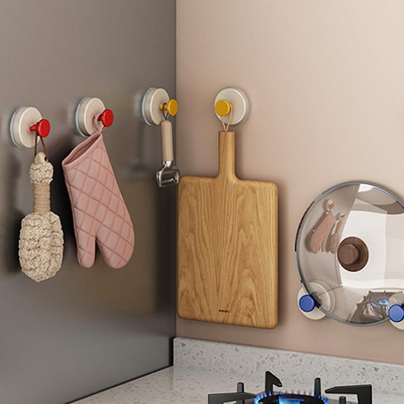 Reusable Abs Suction Cup Hook Punch-Free Wall Mounted Wall Hanger Accessories Vacuum Door Hooks Toilet
